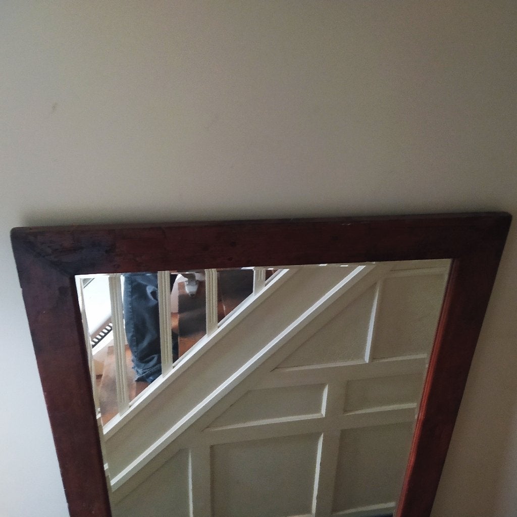 Mirroir, bordure bois lourd, Comme neuf, Enlèvement, 200 cm ou plus, Rectangulaire