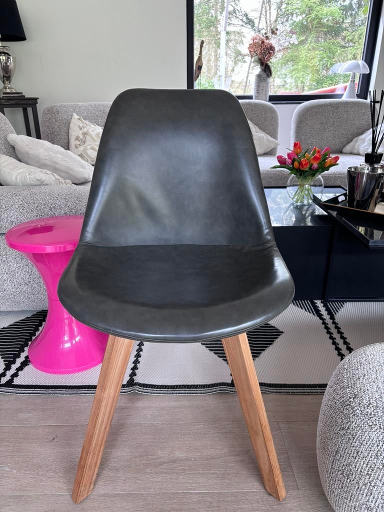 Lot de 6 Chaises Scandinaves Grises & Bois - Très Bon État, Maison & Meubles, Enlèvement