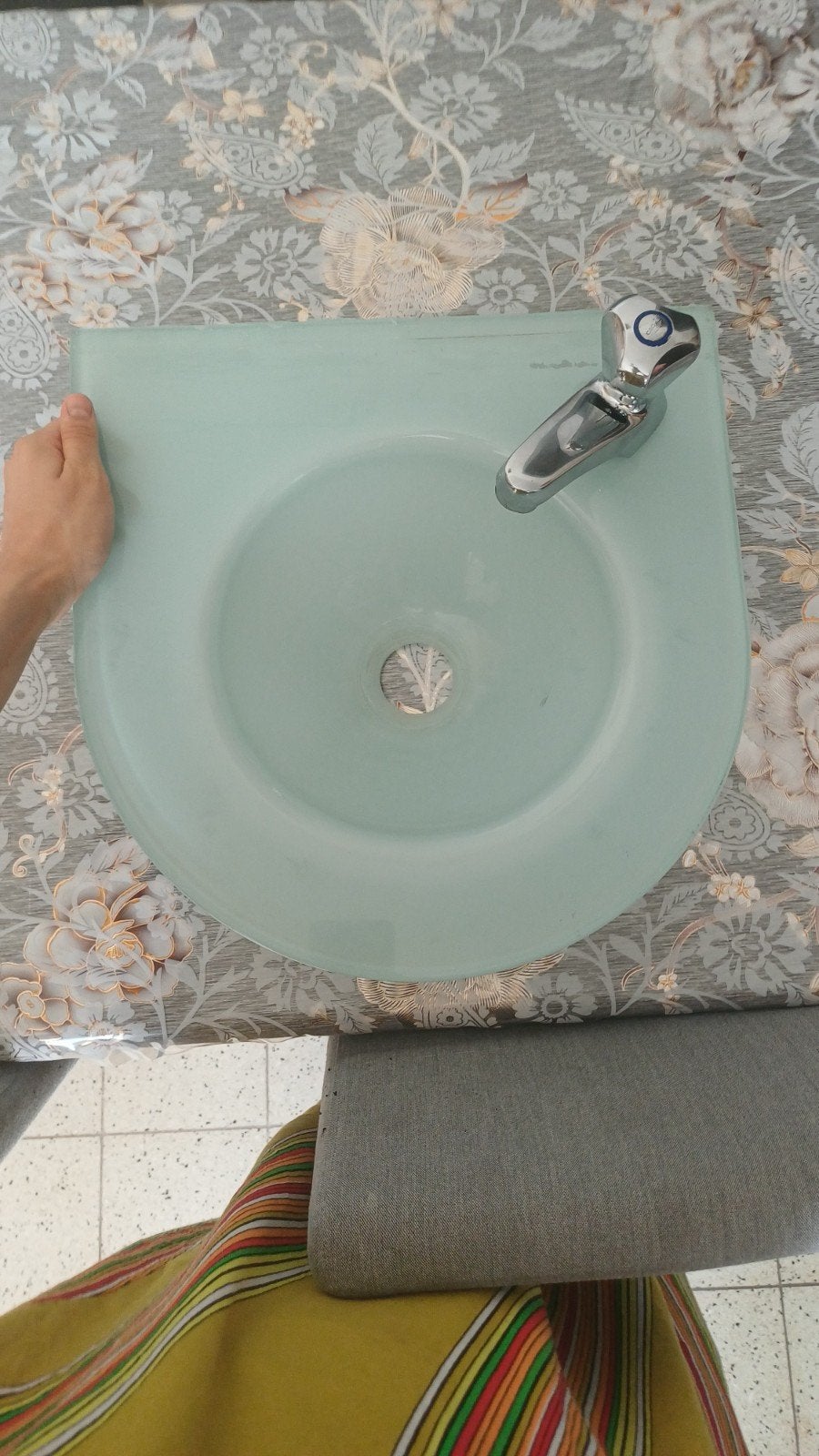 Lave-mains / Lavabo en verre avec robinet, Enlèvement, Utilisé, Lavabo ou Évier