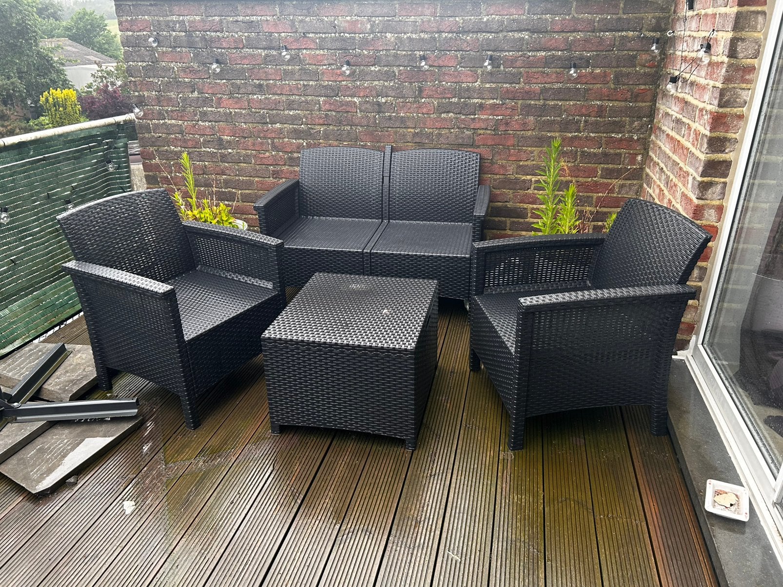 Loungeset + tuintafel + ligstoel – €180, Enlèvement, Comme neuf, Sets de jardin