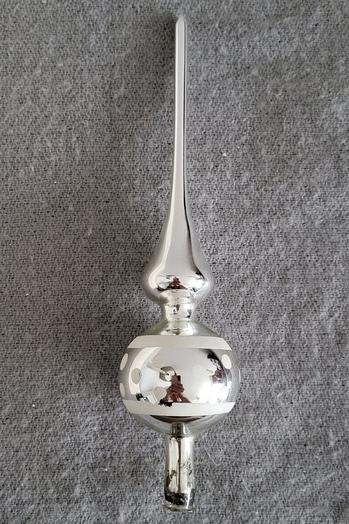 Pic de sapin de Noël vintage argenté/blanc, Enlèvement ou Envoi, Utilisé