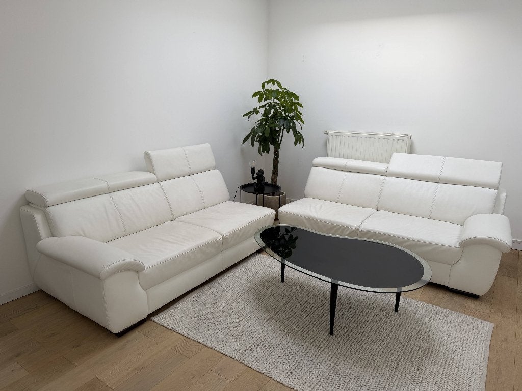 siège en cuir blanc crème - modulable - 3,70 m - Gand, 75 à 100 cm, Quatre personnes ou plus, 150 à 200 cm, Enlèvement