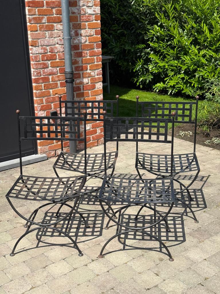 4 gietijzeren tuinstoelen, Ophalen, Gebruikt, Stoel, Tuinset