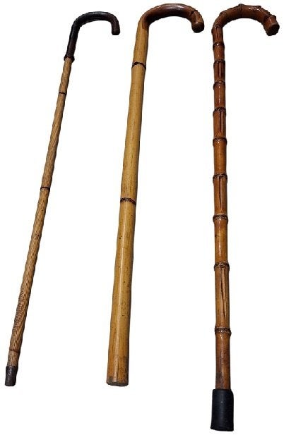 3 oude bamboe wandelstokken., Ophalen