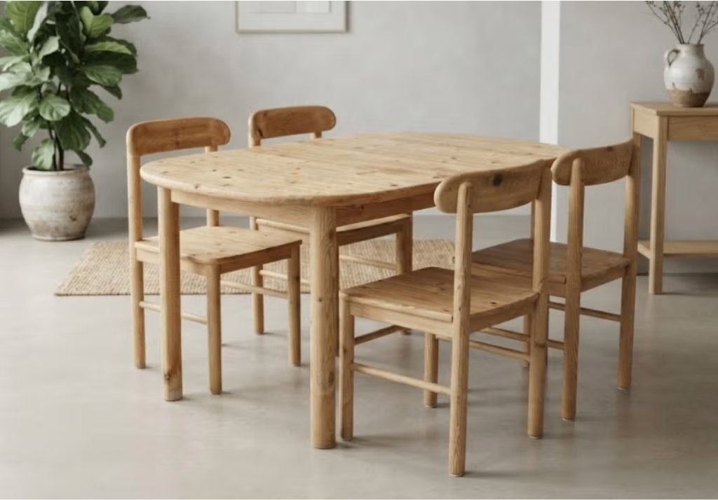 Vintage Scandinavisch design Deense grenen  tafelset, Huis en Inrichting, Ophalen