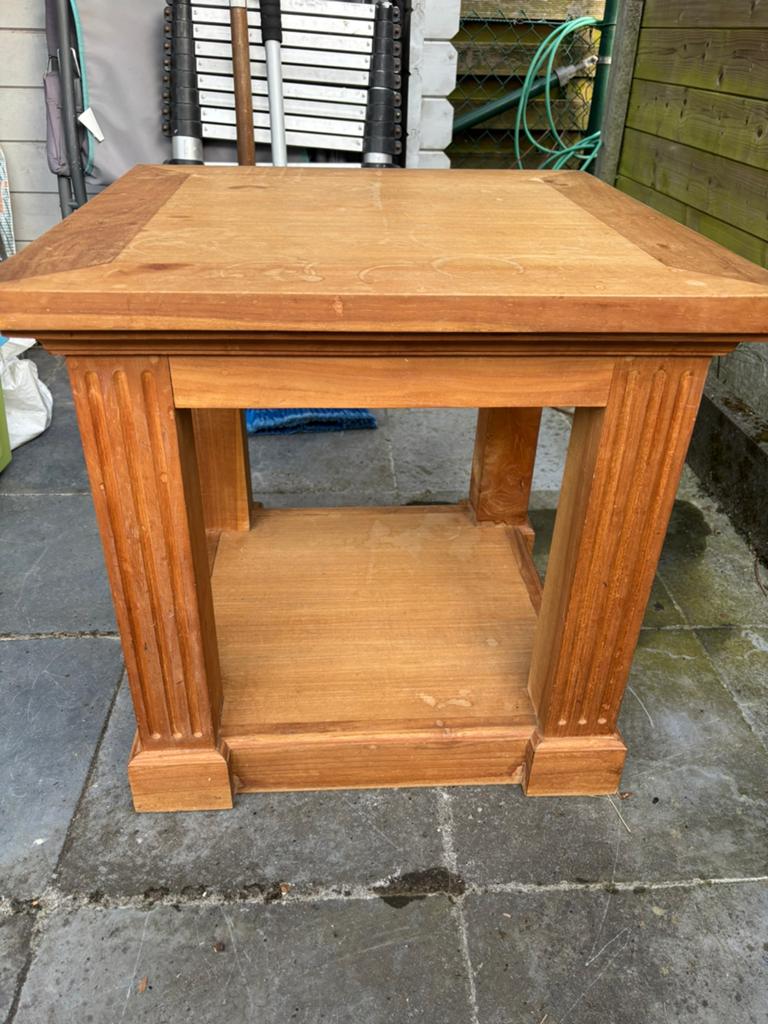 Salontafel/ bijzettafel Teak, Ophalen, Zo goed als nieuw, Vierkant