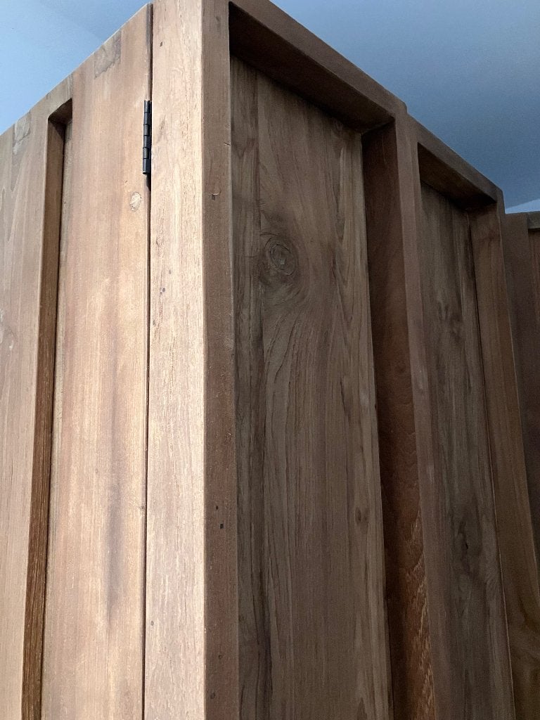 Set (2 stuks ) kolomkasten massief teakhout, Huis en Inrichting, Kasten | Kleerkasten, Ophalen, Met deur(en), 200 cm of meer, Teakhout