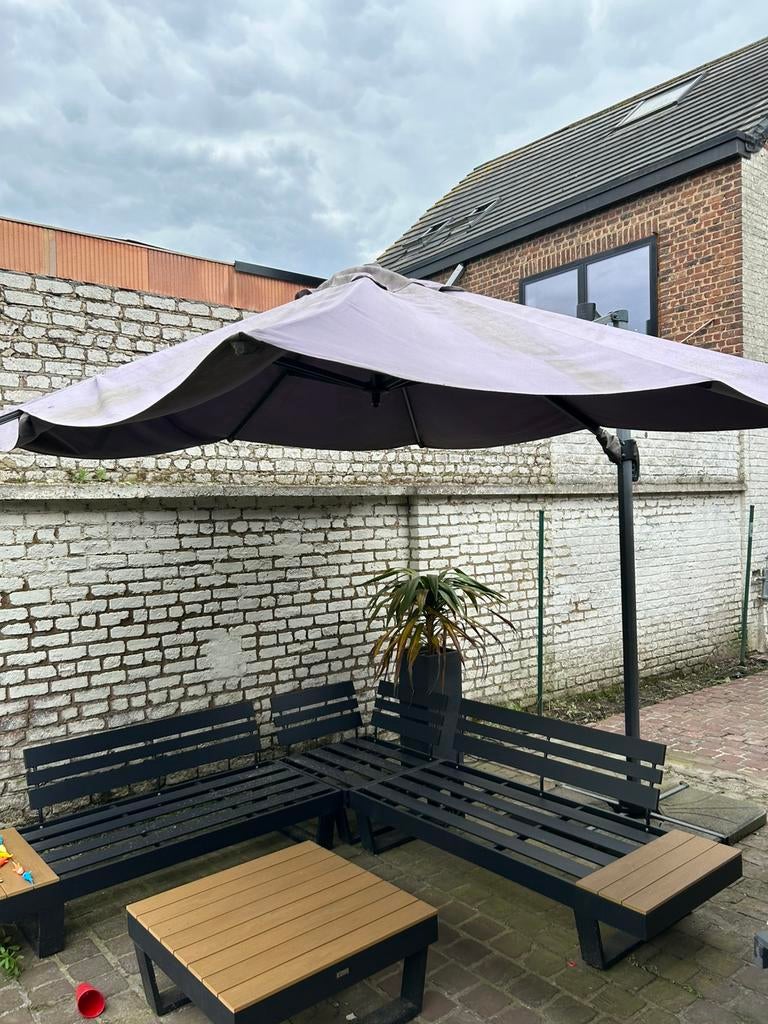 Zweefparasol 3x3 meter inclusief voet, Tuin en Terras, Ophalen, Zweefparasol