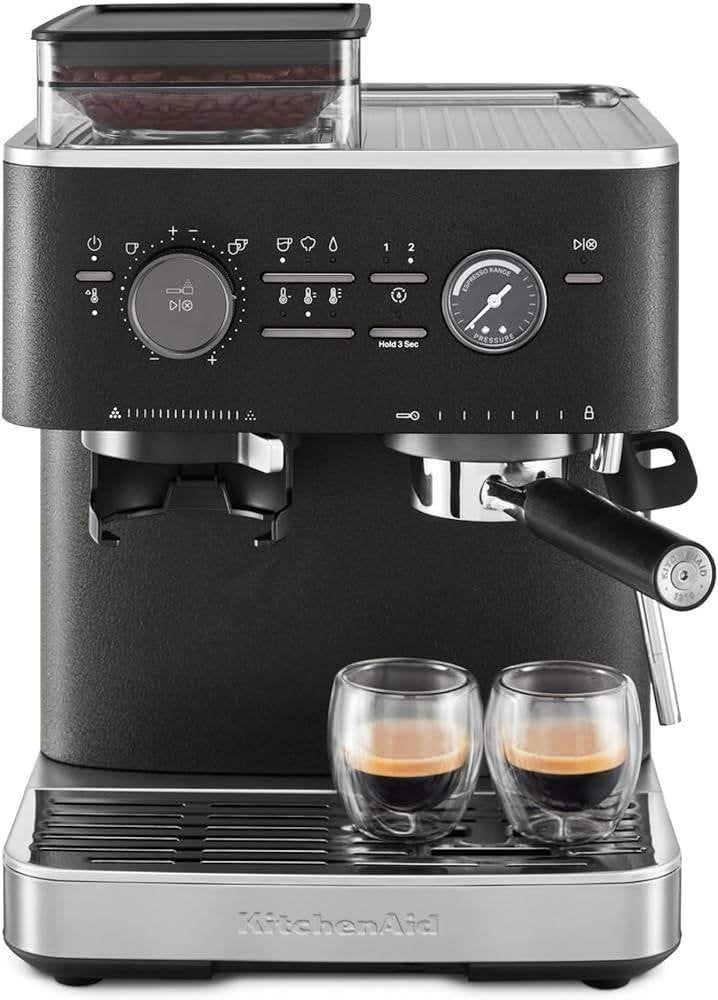 Machine à expresso KitchenAid KES6551 noire – quasi neuve, Machine à espresso, Réservoir d'eau amovible, Café en grains, 2 à 4 tasses