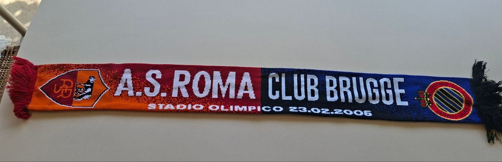Écharpe CLUB BRUGGE - AS ROMA 2006, Collections, Enlèvement ou Envoi