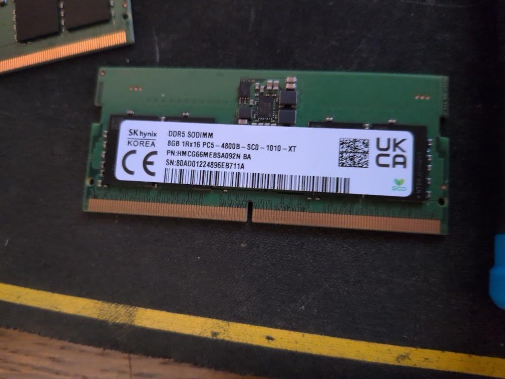 DDR5 SODIMM RAM geheugen 8GB @4800MHz, Computers en Software, 8 GB, Ophalen of Verzenden, Zo goed als nieuw, DDR5