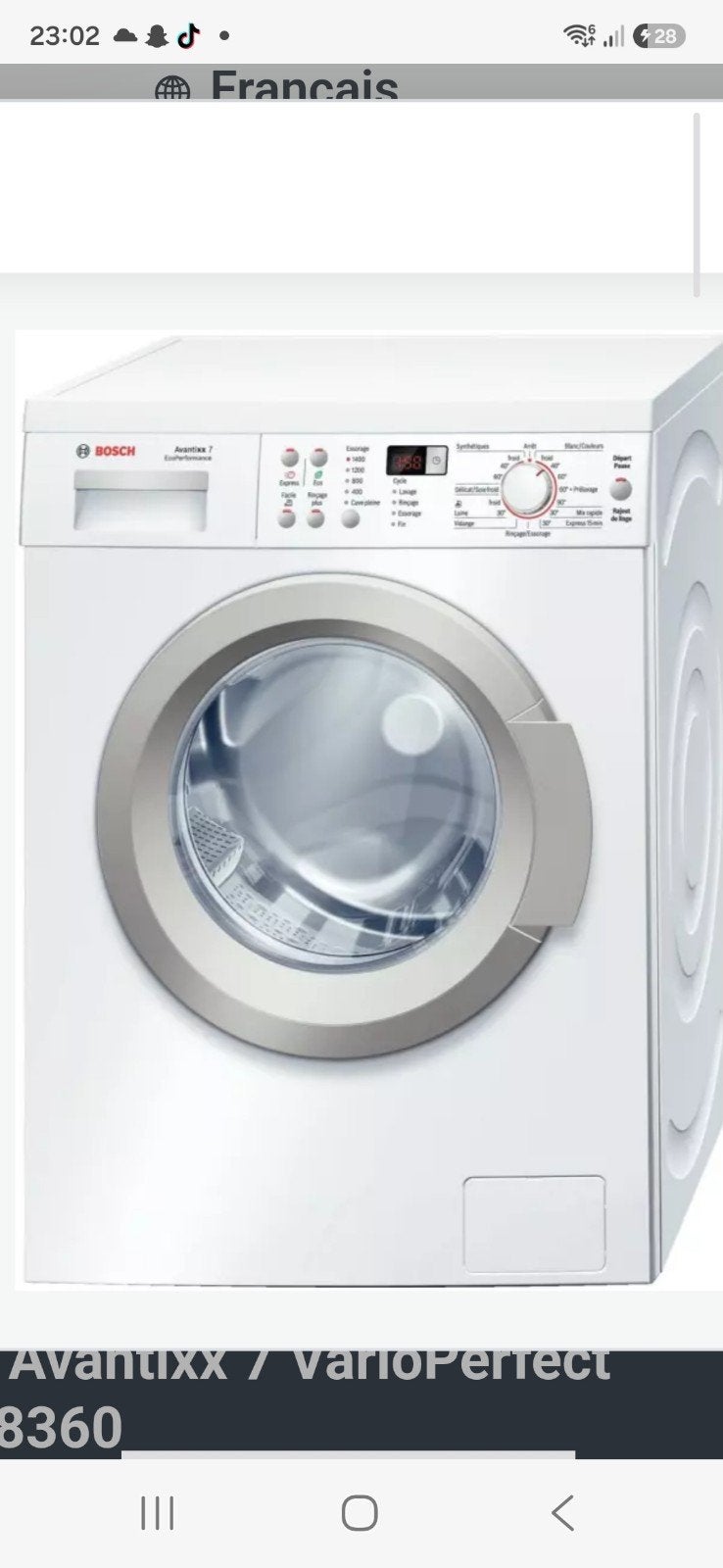 lave linge bosch avantixx 7 VarioPerfect, 6 à 8 kg, Enlèvement, Utilisé, Chargeur frontal