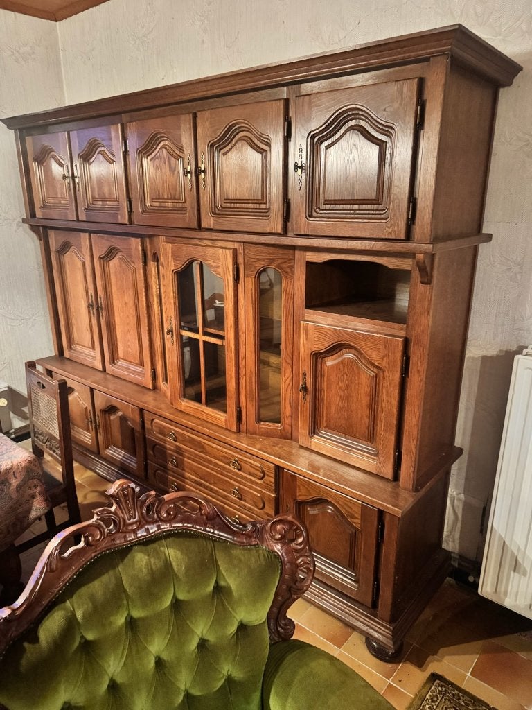 Grote eiken buffetkast / vitrinekast, Huis en Inrichting, Ophalen