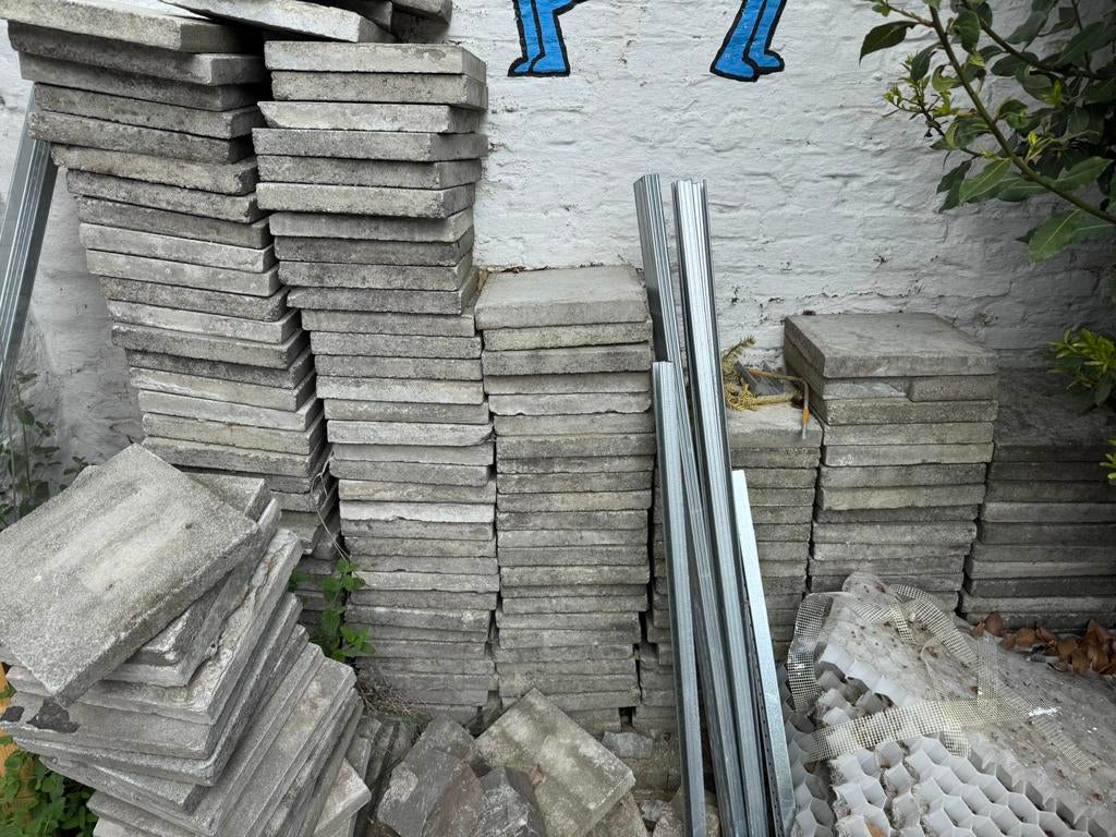 Stoeptegels - dals, Tuin en Terras, Tegels en Klinkers, Ophalen, Gebruikt, Beton, Terrastegels