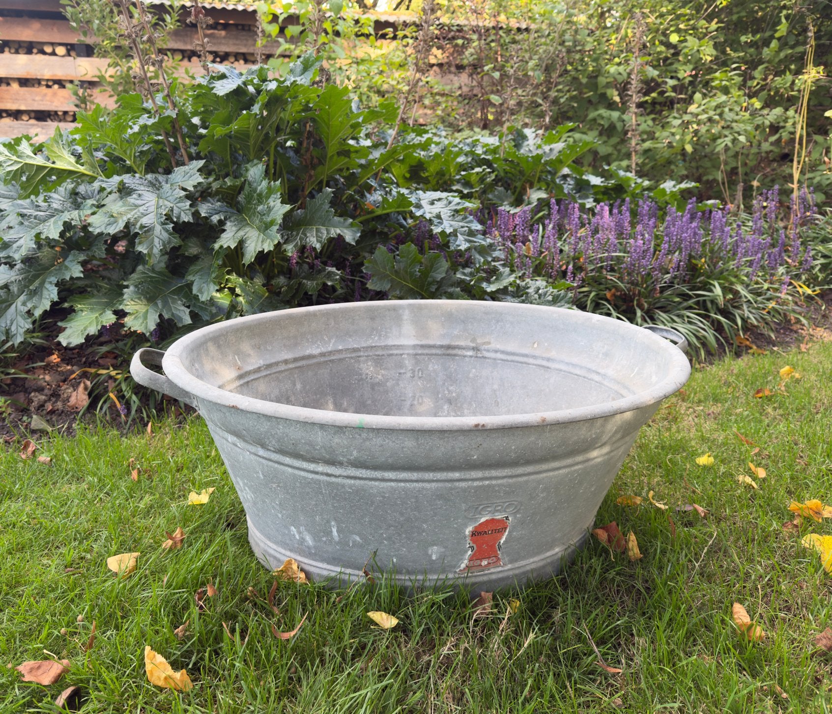 Grote ovalen zinken kuip / teil 74,5cm x 63cm x 33cm, Enlèvement, Utilisé