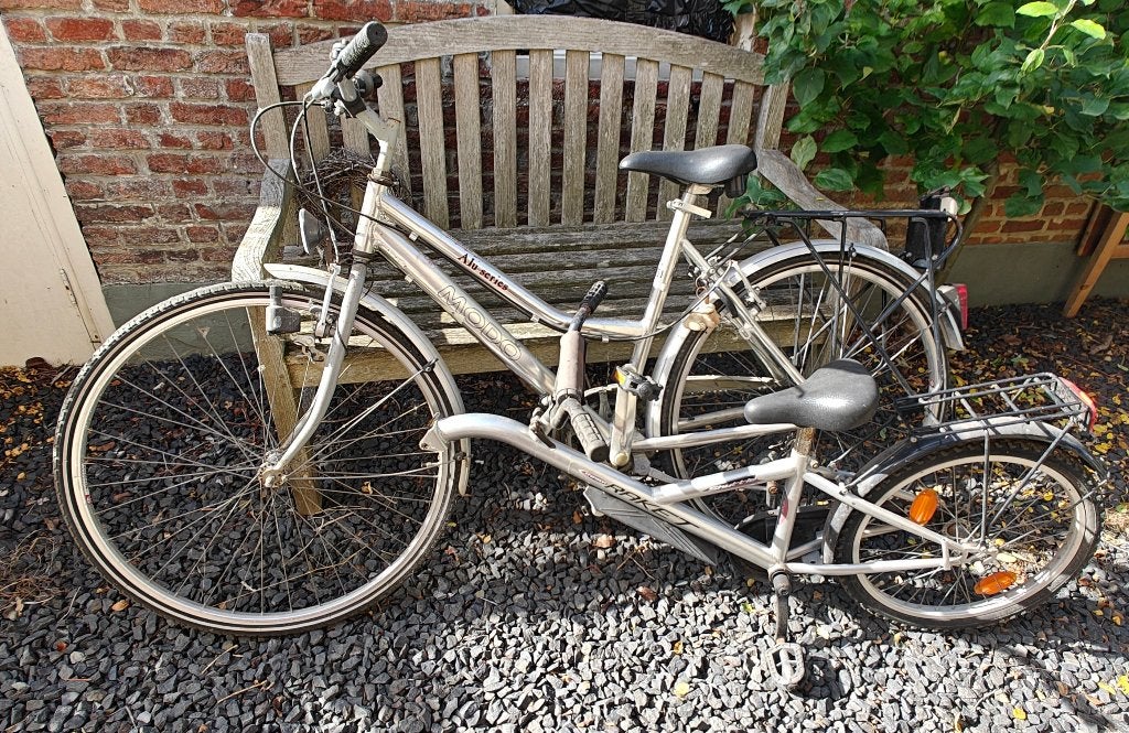 aanhangfiets met vrouwenfiets, Vélos & Vélomoteurs, Geen merk, Enlèvement, Utilisé, Moins de 20 kg