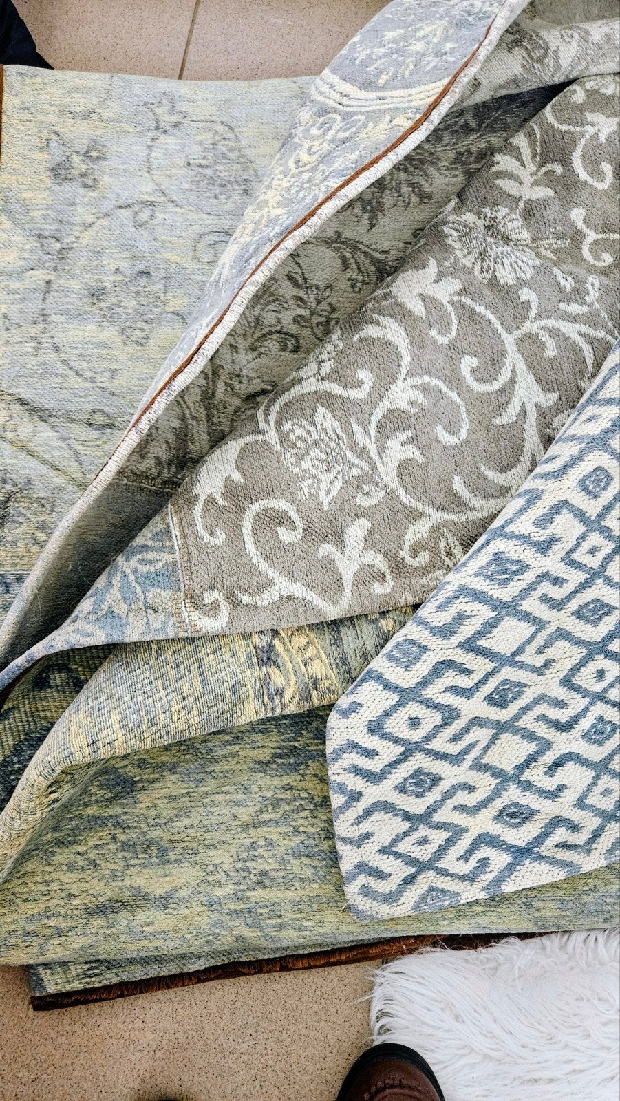 tapijt blauw, wit,grijs, Enlèvement, Bleu