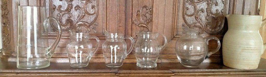 Glazen kannen & aardewerken kruik – €1 per stuk, Ophalen, Vintage, Kan