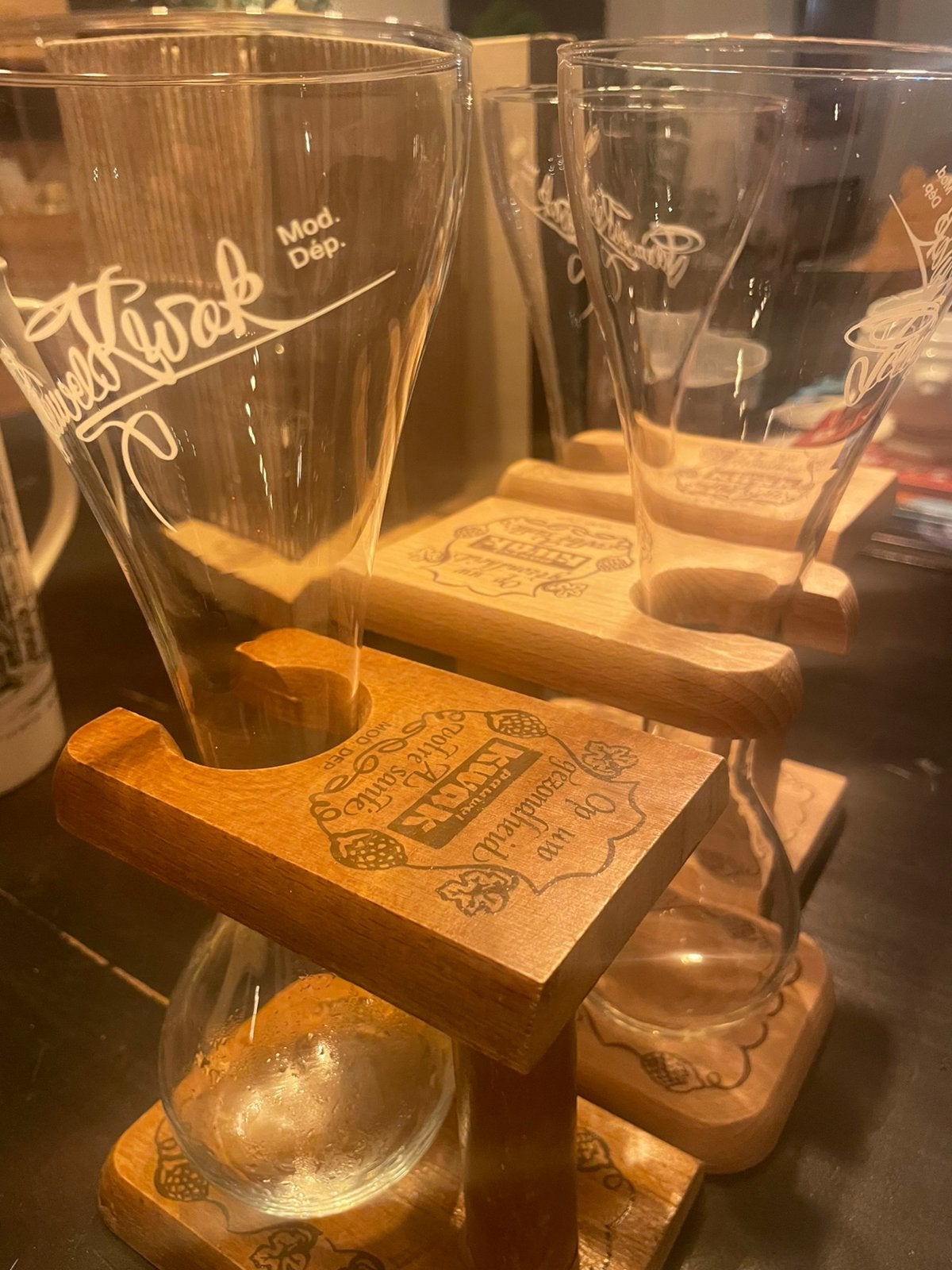 Trois verres Kwak avec base en bois, Collections, Enlèvement ou Envoi, Comme neuf