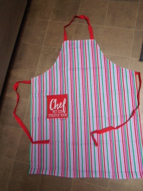 Nieuwe schort - Chef met een streepje voor, Enlèvement ou Envoi, Neuf, Coton, Tablier