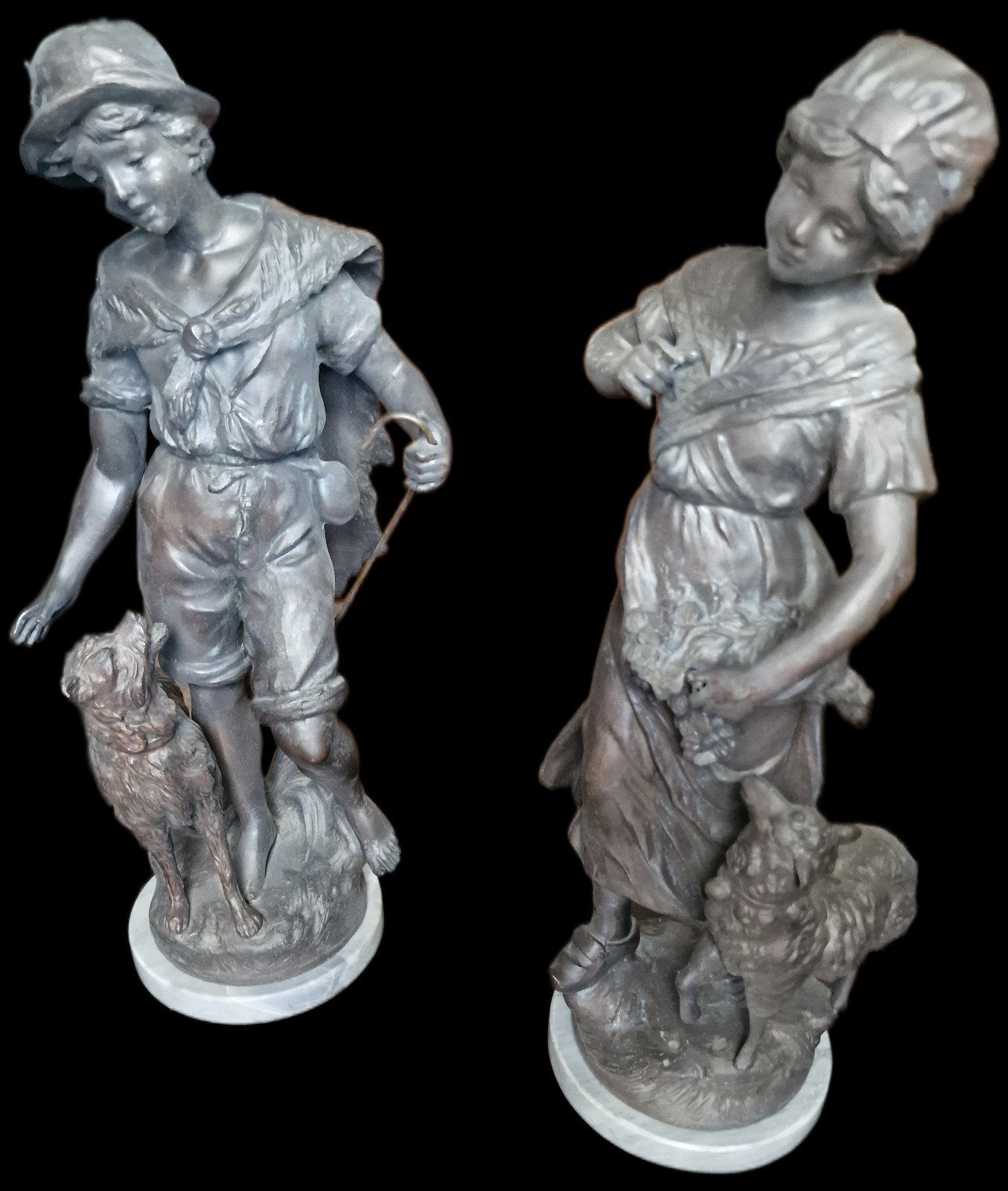 Bronzen jongen en meisje, Antiek en Kunst, Antiek | Brons en Koper, Ophalen