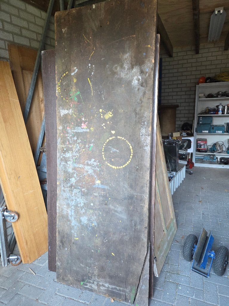 Oude houten Werkbankblad Lang 2.25 m Breed 80 cm Dik 6 cm, Ophalen