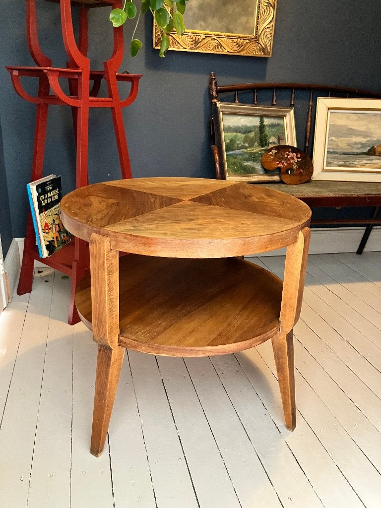 Grote vintage bijzettafel met kompaspoten uit de jaren 50, Ophalen