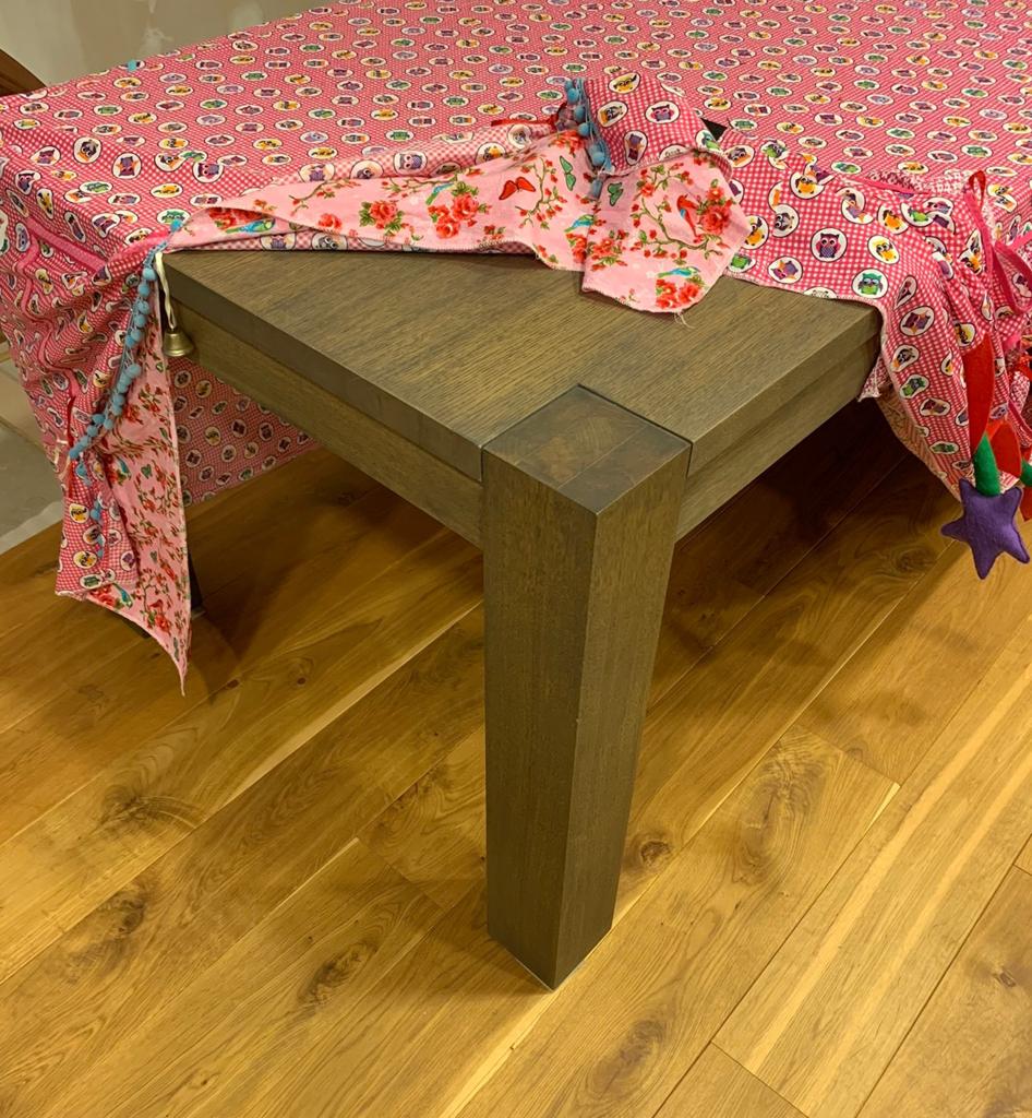 Eettafel modern strak gedemonteerd gratis, Modern strak donkerbruin, Enlèvement, Utilisé, 50 à 100 cm