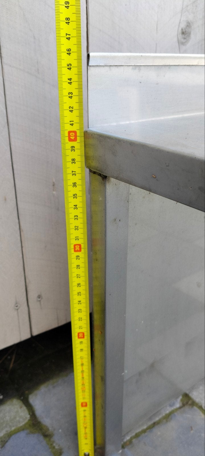 Inox tafel opzetstuk., Ophalen, Gebruikt