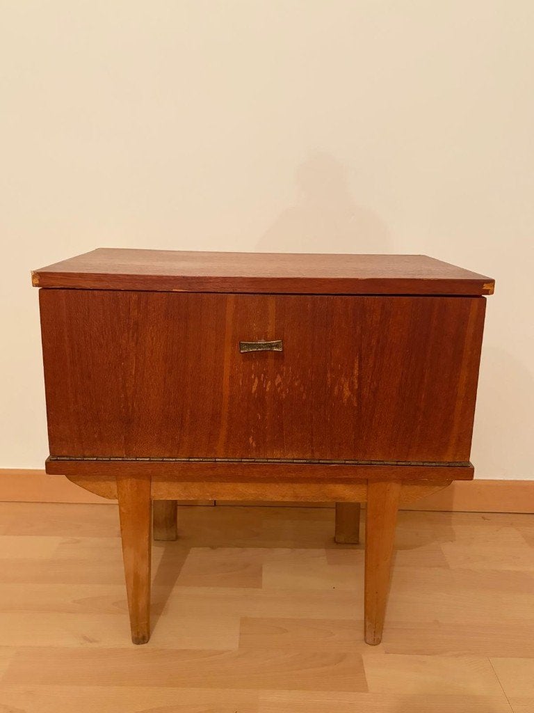 Vintage nachtkastje, Ophalen, Gebruikt, Hout, Minder dan 55 cm