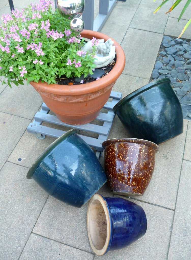 Potten terra cotta glazuur 4x, Ophalen, Terracotta
