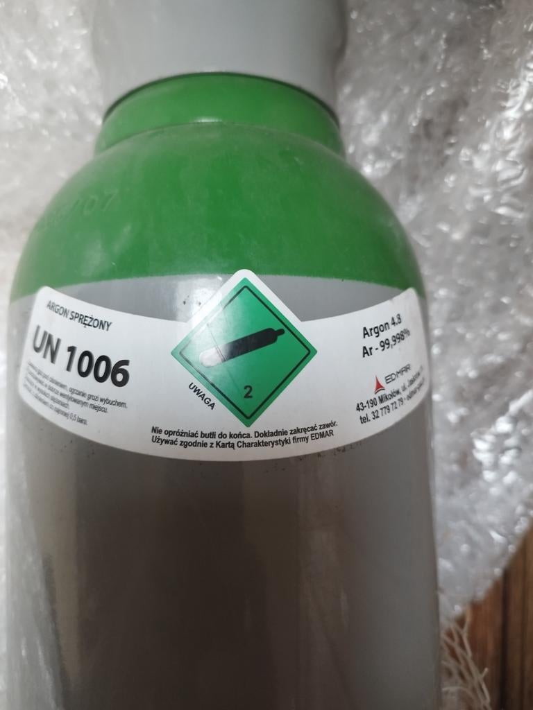 Argon à gaz 8 l 200 bar neuf, Enlèvement