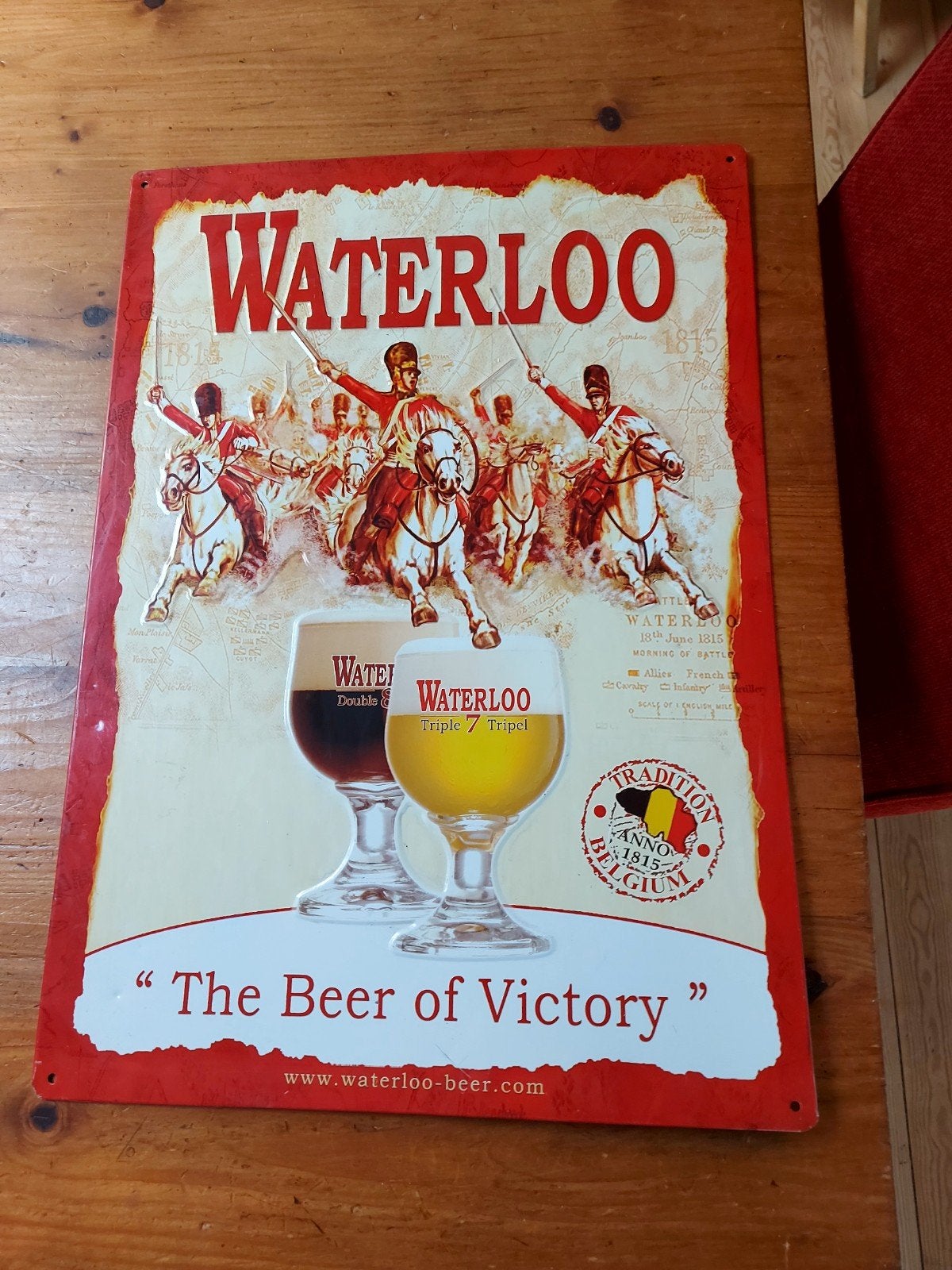 Waterloo bier metaal bord, Verzamelen, Ophalen of Verzenden