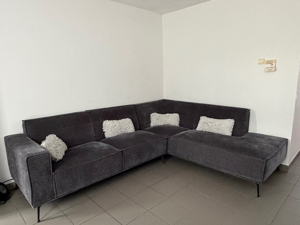 Fauteuil d'angle gris foncé avec chaise longue, Maison & Meubles, Enlèvement, Comme neuf