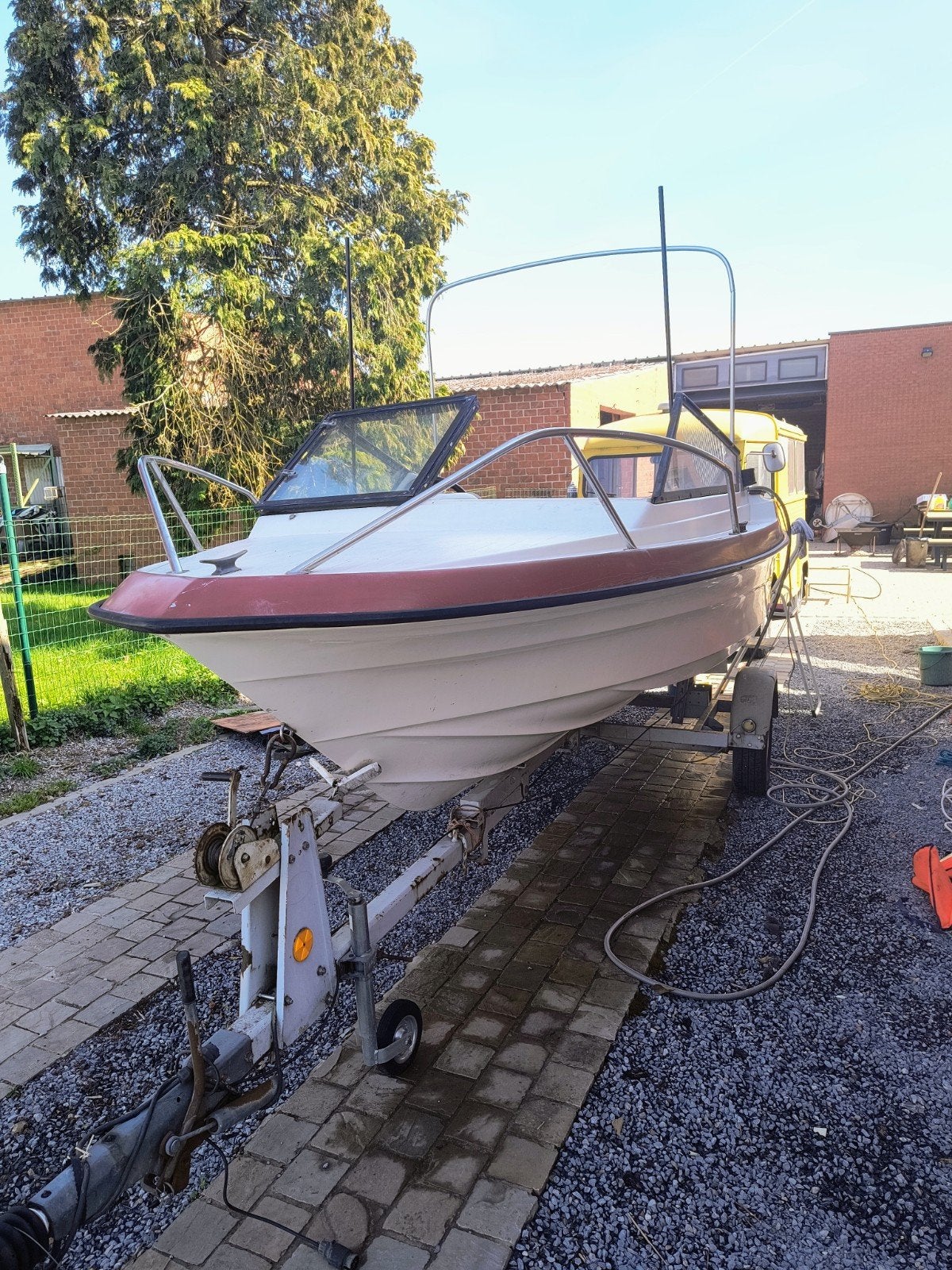 Skibsplast motorboot, Watersport en Boten, Motorboten en Motorjachten, Buitenboordmotor, Trailer, Ophalen