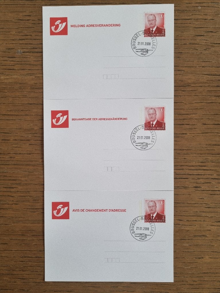Cartes postales X 3  Changement d'adresse NL, Fr, D 2008, Envoi, 1980 à nos jours