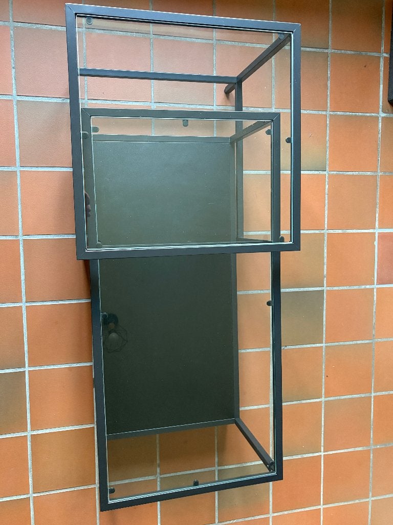 Glazen bijzettafel - set van 2 - zwart/glas - Vittsjö, Huis en Inrichting, Ophalen, Zo goed als nieuw, Overige vormen, Glas