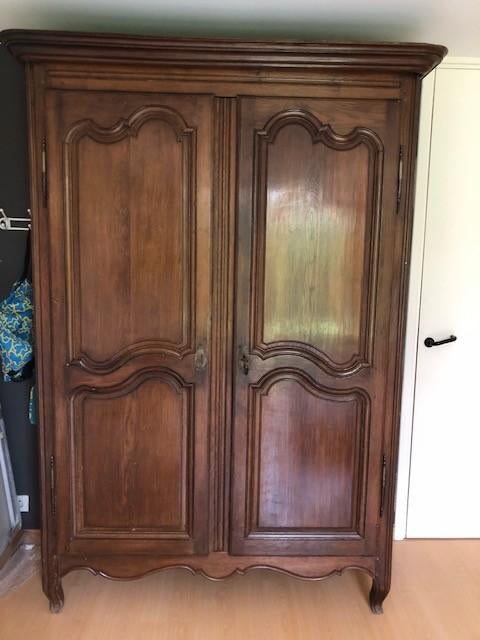 kast, Huis en Inrichting, Ophalen, Franse eiken antieke kast, Gebruikt, 100 tot 150 cm