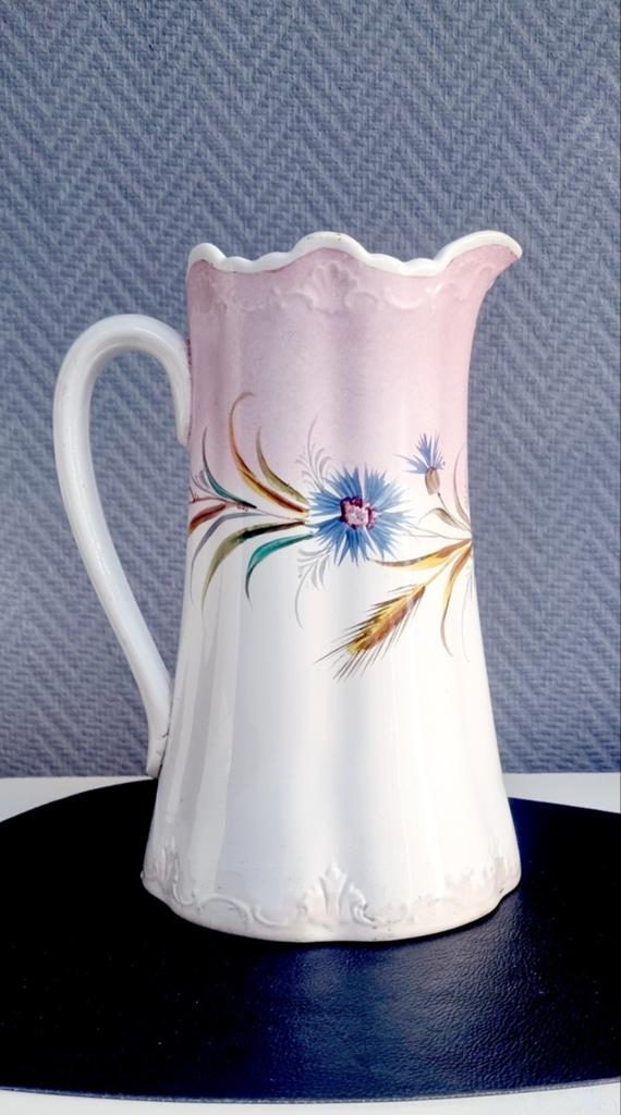 Cruche/Pichet ancien en faïence de Nimy-décor floral & blé-X, Antiquités & Art, Enlèvement