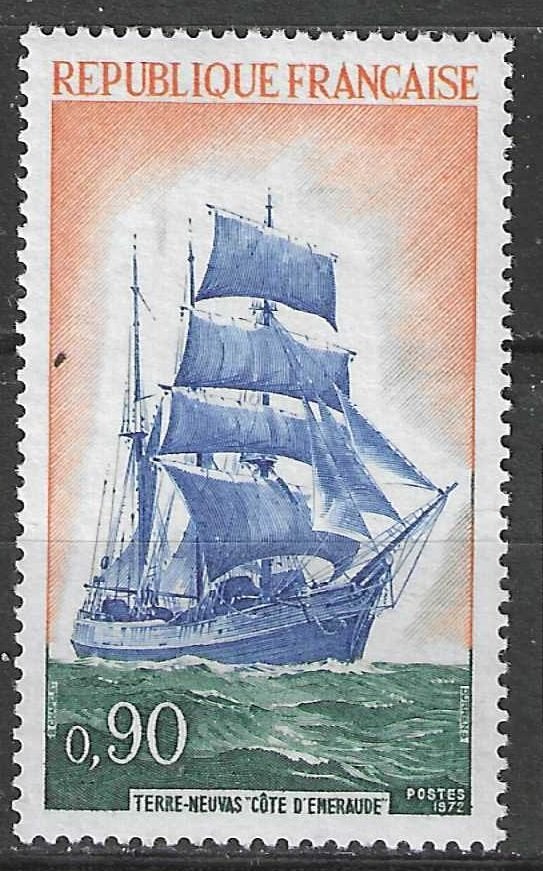 France 1972 - Yvert 1717 - Goélette à trois mâts (PF), Envoi, Non oblitéré