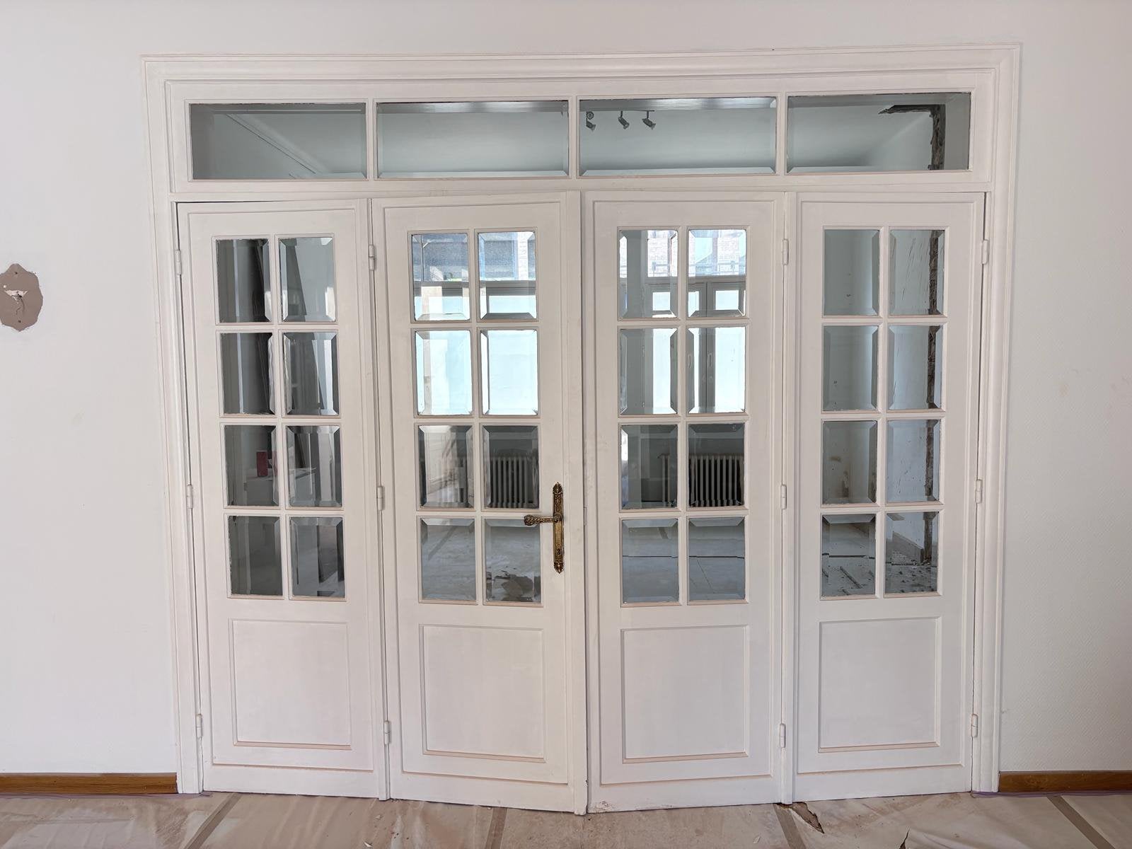 Lot antieke binnendeuren — sierlijk MESSING beslag, Gebruikt, Overige typen, 150 tot 225 cm, Inclusief glas