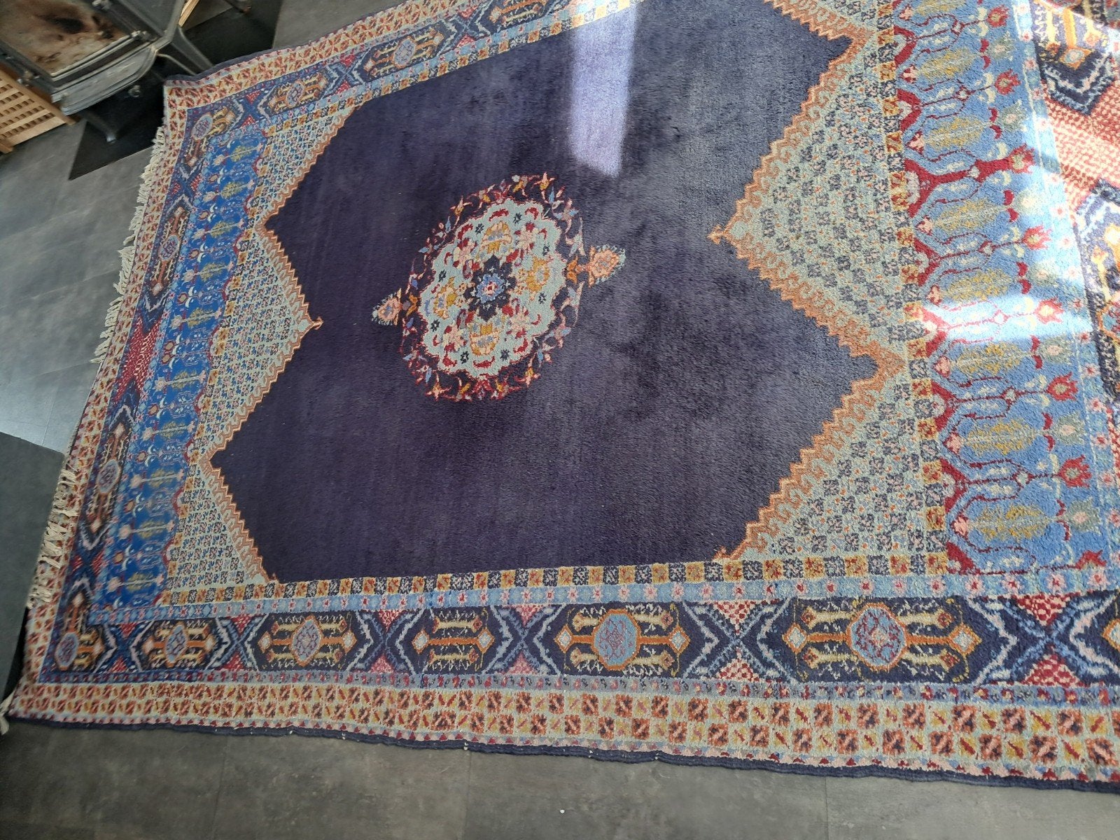 Grand tapis marocain noué main vintage (200 x 280 cm), 200 cm ou plus, 200 cm ou plus, Enlèvement, Utilisé