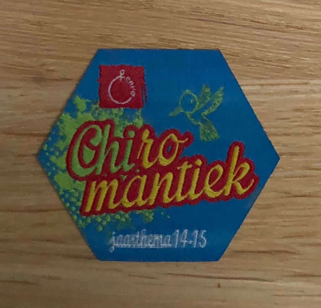patch chirouniform Chiromantiek jaarthema 2014-2015, Ophalen of Verzenden, Zo goed als nieuw, Embleem, Speld of Insigne