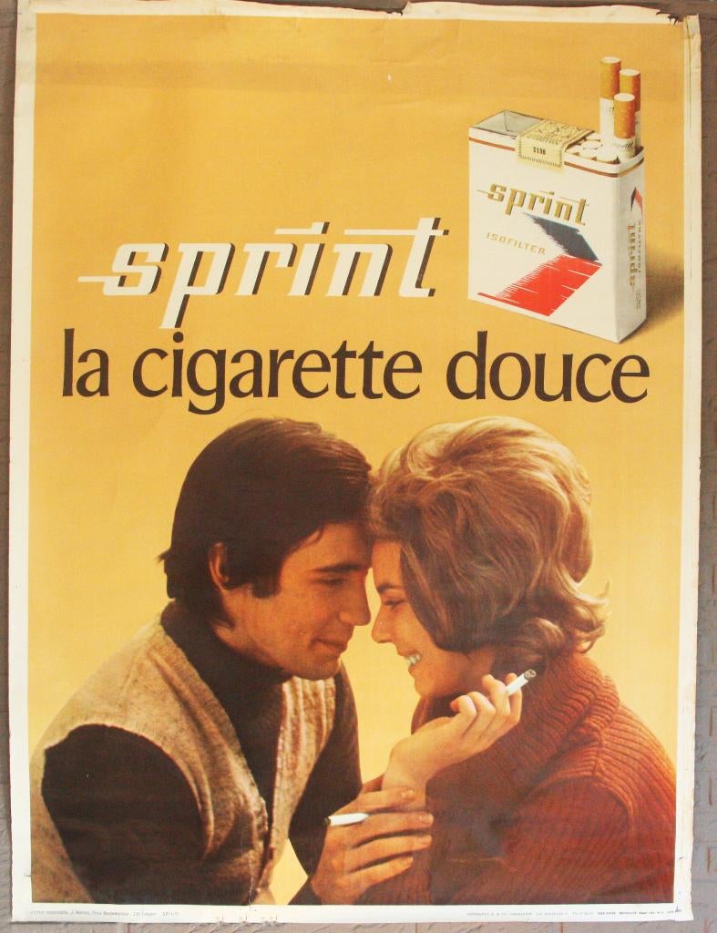 Grote Reclame Poster Sprint Sigaretten / 1971, Enlèvement, Utilisé