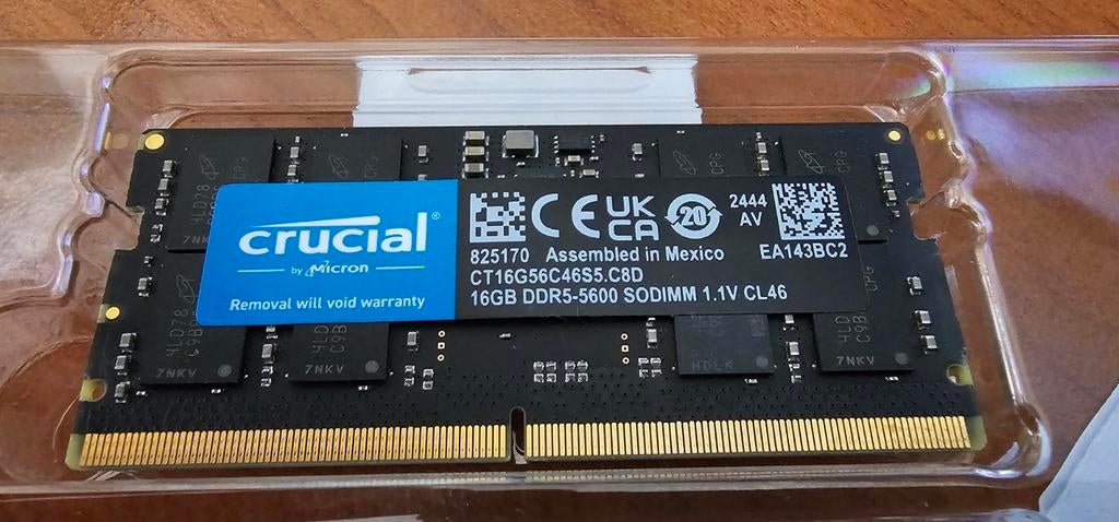 NIEUW Crucial 16GB DDR5-5600 SO-DIMM RAM laptopgeheugen, Computers en Software, Ophalen, Nieuw, DDR5, Laptop