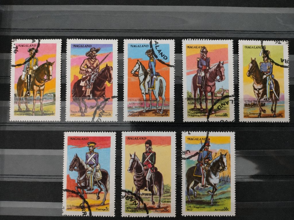 Nagaland (Inde) 1973 - soldats à cheval, cavalerie, Envoi, Affranchi, Asie du Sud