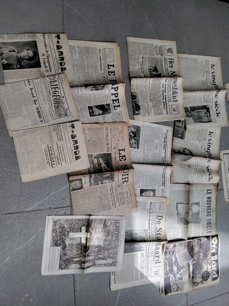 verzameling oude kranten 1934-1935 overlijden albert 1, Enlèvement