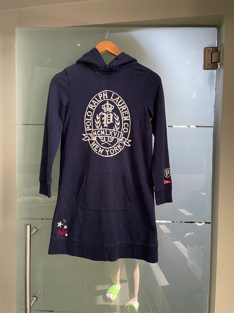 Ralph Lauren Hoodie Jurk, Blauw, Ophalen of Verzenden, Zo goed als nieuw, Knielengte