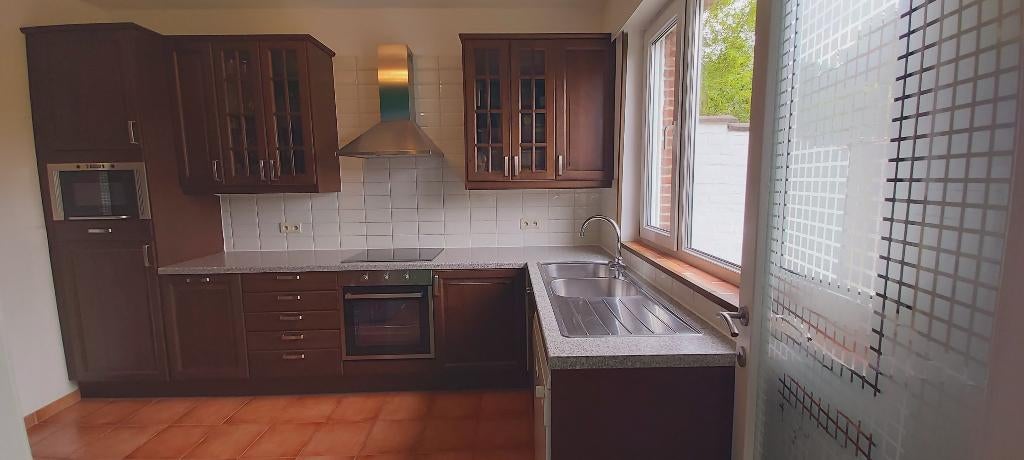 complete keuken zonder electro toestellen, Ophalen, Gebruikt, Bruin, Hoekkeuken