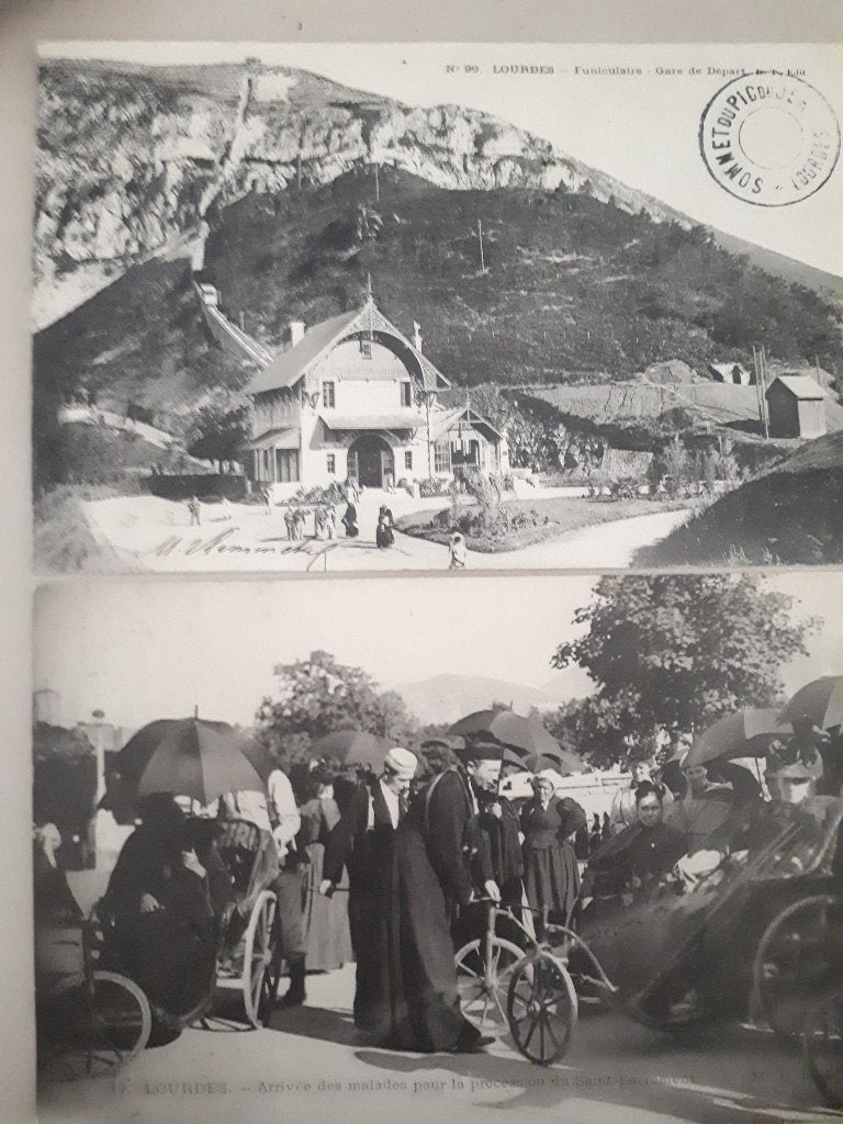 2 OUDE POSTKAARTEN LOURDES Station & AANKOMST ZIEKEN Ref.R14, Verzamelen, Postkaarten | Buitenland, Ophalen of Verzenden, Voor 1920